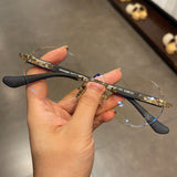 CHH Chrome Hearts Glasses Frame Frameless Round Perforated Myopia Glasses Frame Vintage