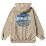 Men Hoodie Washed and Worn Hooded Sweater Men Autumn and Winter Loose Printed