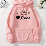 An Attitude Print Hoodies Drawstring Kangaroo Pocket