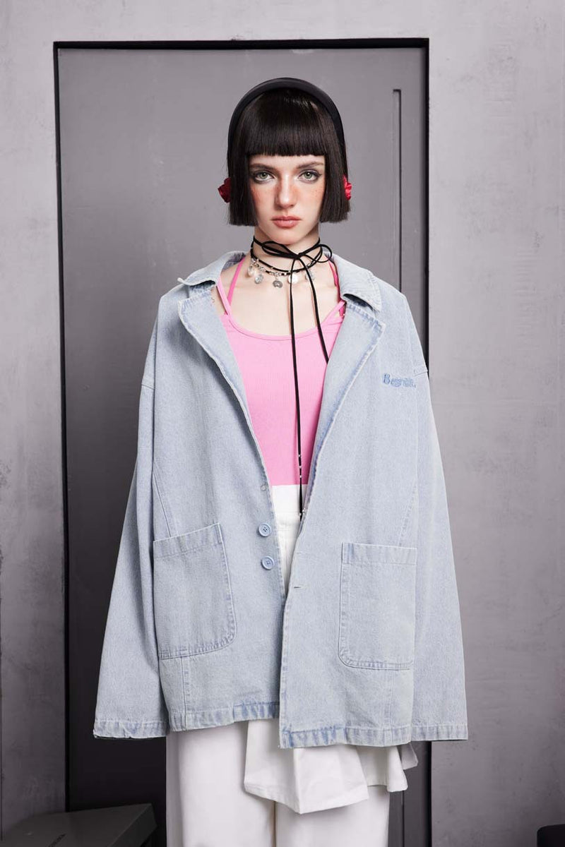 Unisex Jacket Autumn Washed Denim Suit Jacket