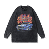 Men Long Sleeve Shirt Design Sweater Washed and Worn Loose Long Sleeve T-shirt for Men and Women