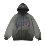 Men Hoodie Sweater Men's Autumn and Winter Oil Painting Printing Loose Hooded