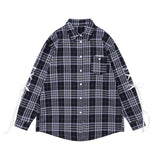 Men Long Sleeved T Shirt Plaid Long Sleeve Shirt Men's Spring and Autumn Leisure Bow Sleeve Shirt