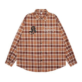 Men Long Sleeved T Shirt Plaid Long Sleeve Shirt Men Street Fashion Versatile Spring and Autumn Casual Loose Lapels