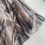 Women Skirt Spring/Summer Mesh Floral Print Pleated Skirt Skirt