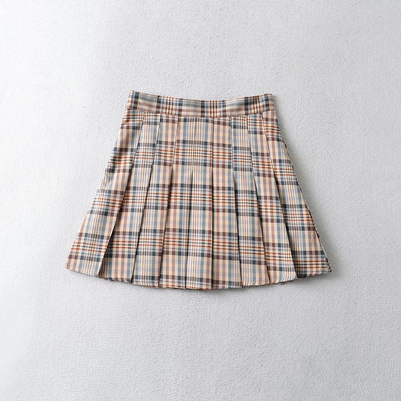 Women Skirt High Waist Preppy Style Skirt