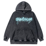 Men Hoodie Washed and Worn Hooded Sweater Men Autumn and Winter Loose Printed