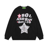 Men Hoodie Spring and Autumn Pullover Sweater Men's Five-Pointed Star Skull Bone Print round Neck Loose Top