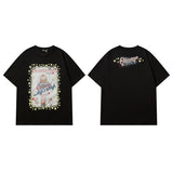 Men T Shirt Retro Hip Hop Printed Short-Sleeved T-shirt Men and Women Casual
