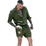 Men Co-Ords Summer Men Leisure Set Cotton and Linen Jumpsuit