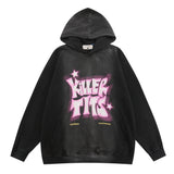 Men Hoodie Tie-Dye Gradient Hooded Sweater Inkjet Letter Printing Loose
