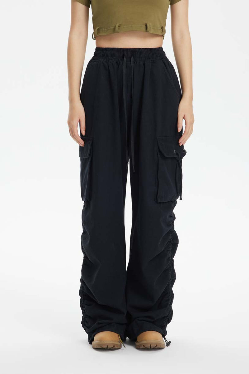 Unisex Pants Autumn Washed Drawstring Casual Pants