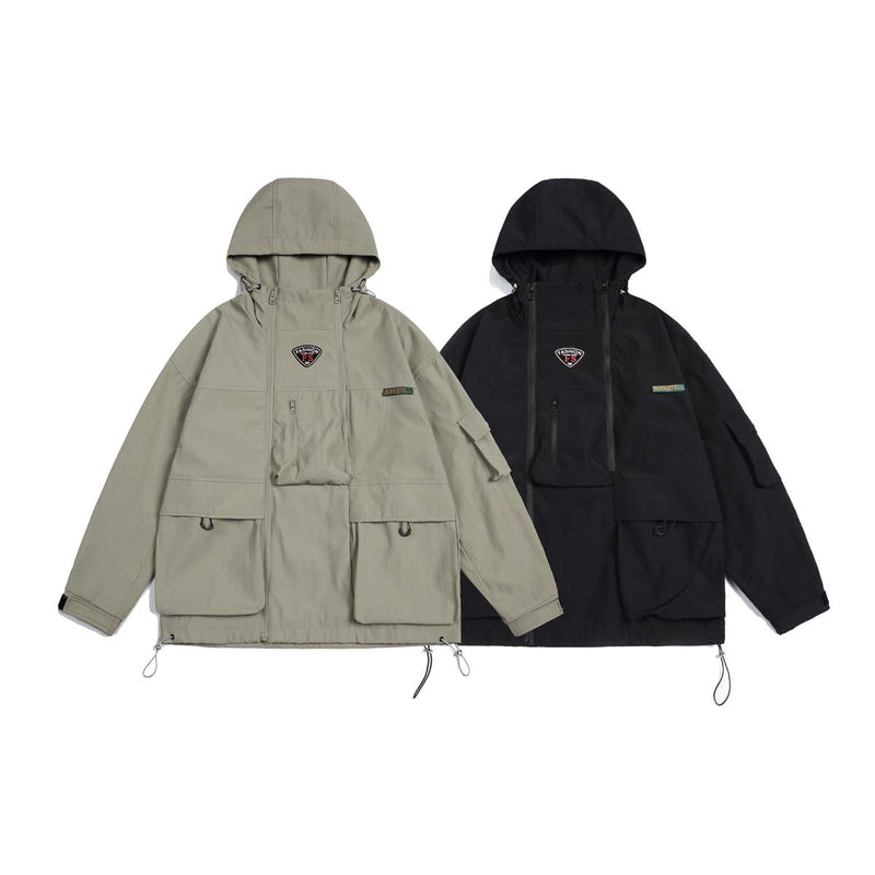 Unisex Jacket Autumn Double Zipper Hooded Jacket