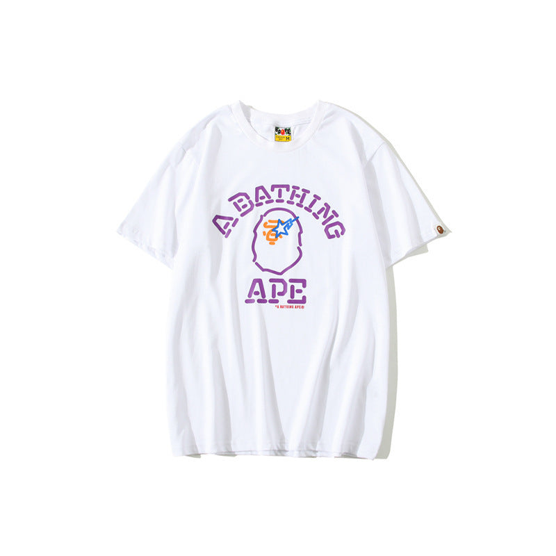 Bathing Ape T Shirt Purple Ape Head XINGX Lightning T-shirt Male and Female Couples Wear