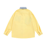 Men Long Sleeved T Shirt Embroidered Letter Long Sleeve Shirt Men's Loose Casual Contrast Color Shirt Spring and Autumn