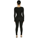 Women Jumpsuit Women's Autumn and Winter Long Sleeve V-neck Tight Trousers