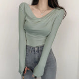 Women Long Sleeve Shirt Women Slimming Sense of Design