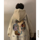 Men Hoodie Hooded Sweater Men's Spring Retro Baggy Coat