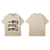 Men T Shirt Kitten Print Short Sleeve T-shirt Hip-Hop Street Loose