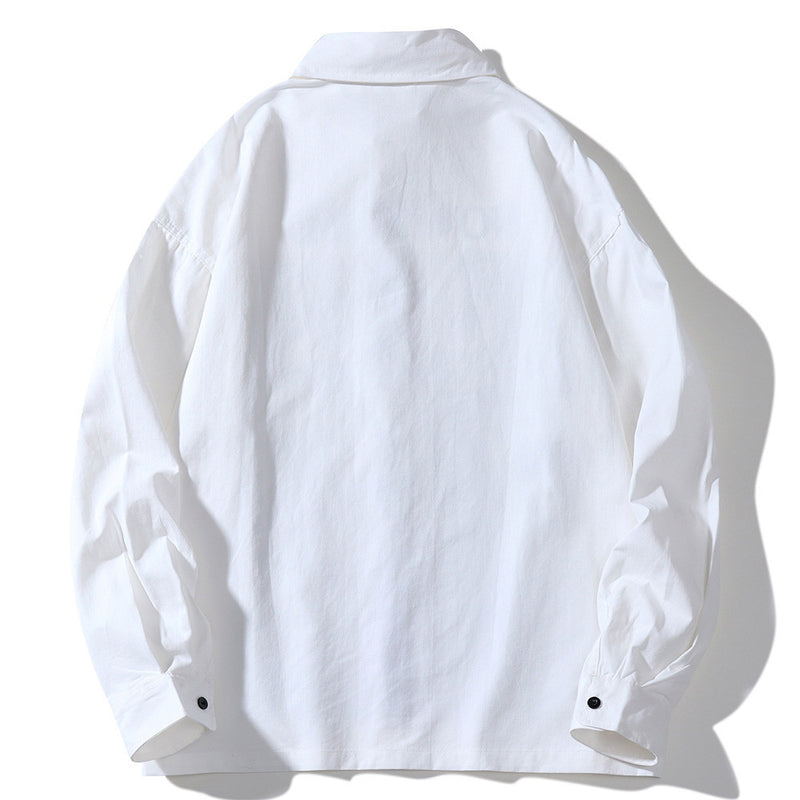 Men's Long Sleeved T Shirt Printed Long Sleeve Shirt Men's Ins Loose Pattern Lapel Shirt Outer Wear