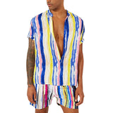 Men Co-Ords Casual Men's Suit Striped Beach Two-Piece Suit