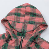Men Long Sleeved T Shirt Plaid Long Sleeve Hooded Shirt Coat Men's Spring and Autumn Outdoor Leisure