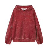 Men Hoodie Tie-Dyed Distressed Washed Hooded Sweater