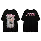 Men T Shirt Letter Print Short-Sleeve T-shirt Men and Women Loose Lovers Wild