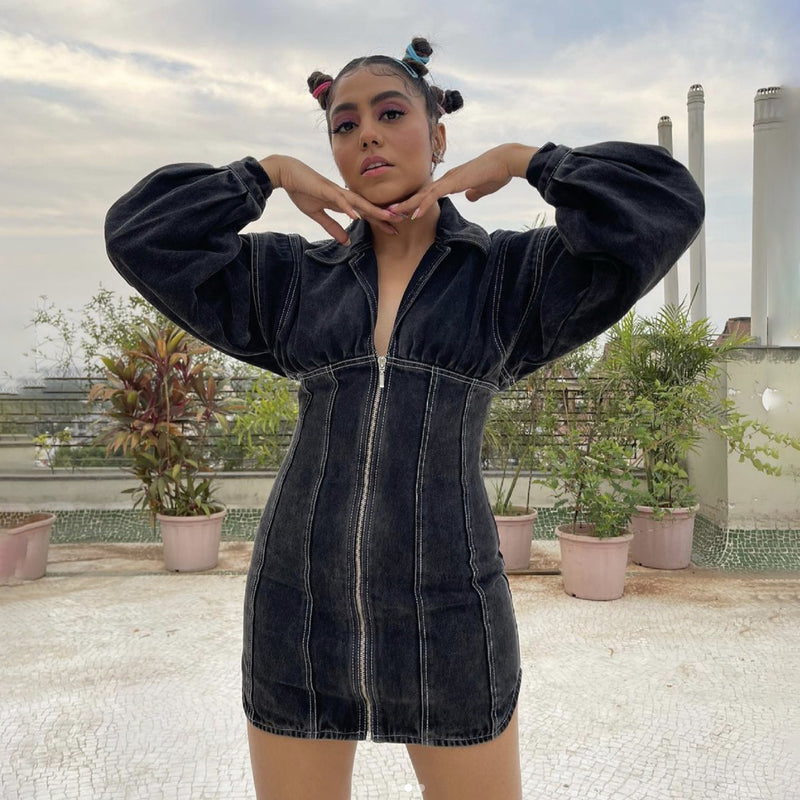 Women Desses Denim Skirt Winter Women Long Sleeve Dress