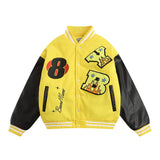 Men Cotton Mixed Jacket Coat Embroidered Letters Thick Baseball Uniform Coat Men's Clothing Winter Color Matching