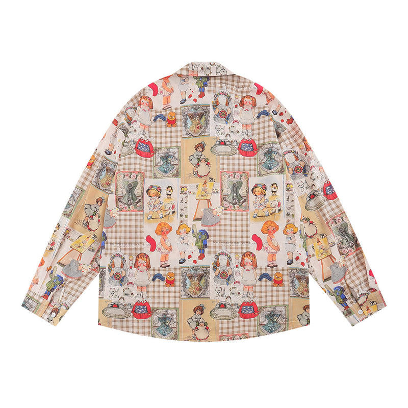Men Long Sleeved T Shirt Printed Shirt Spring and Autumn Long Sleeve Casual Loose Men's Ins