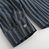 Men Long Sleeved T Shirt Embroidered Long Sleeve Shirt Men's Spring and Autumn Vertical Stripes Contrast Color Shirt Coat Vintage