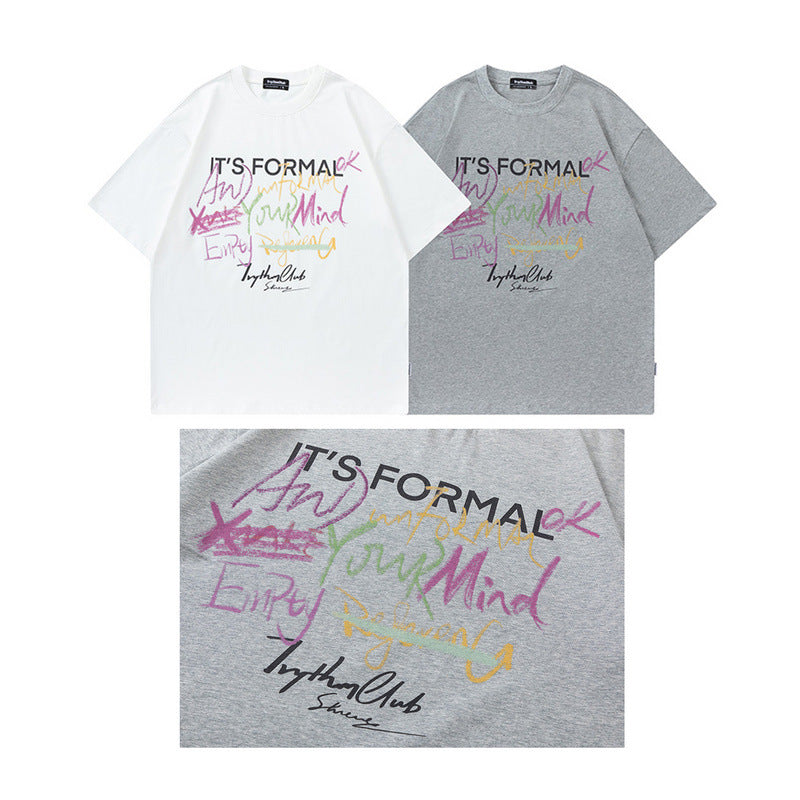 Men T Shirt Design Letter Print round Neck Short Sleeve T-shirt for Men