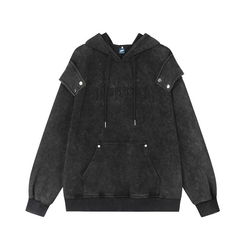 Men Hoodie Washed Old Hooded Sweater Men's Loose Casual