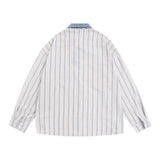 Men Long Sleeved T Shirt Cartoon Embroidered Long Sleeve Shirt Men's Loose Casual Polo Collar Shirt