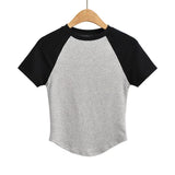 Women T-Shirt Stitching T-shirt European Women's Short Sleeve