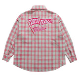 Men Long Sleeved T Shirt Letter Embroidered Street Lapel Long Sleeve Shirt Autumn Loose Fine Plaid Shirt