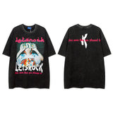 Men T Shirt Vintage Heart Graffiti Fashion Brand Half Sleeve T-shirt Men and Women