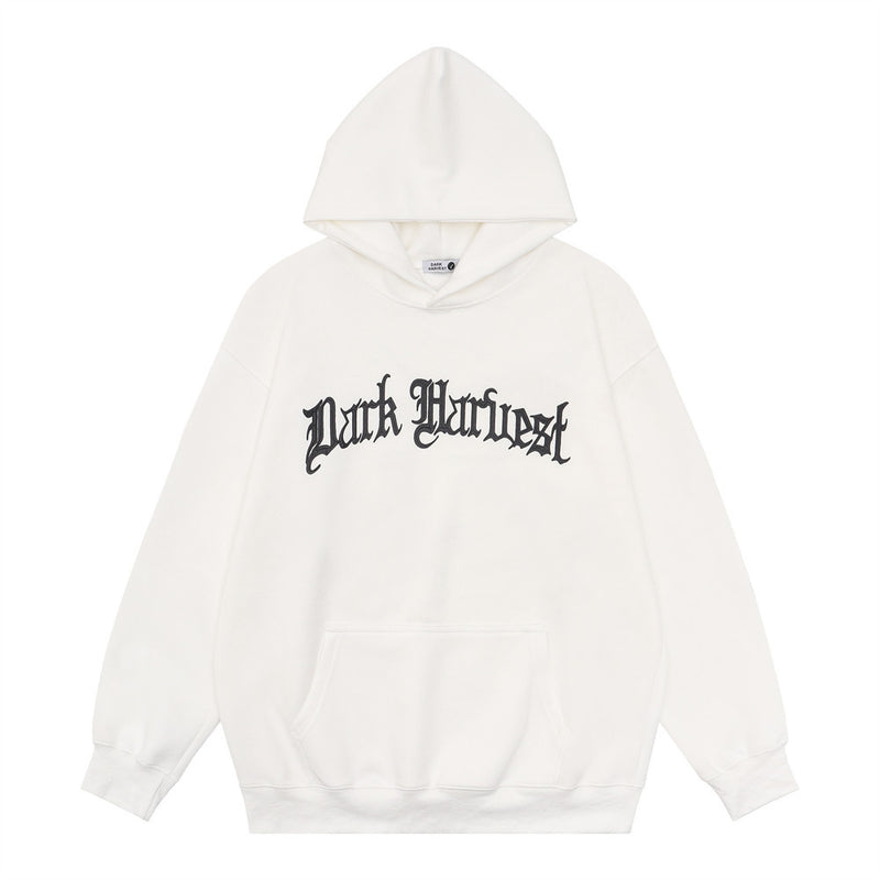 Men Hoodie Letter Personality Printed Hoodie Men's Vibe Loose Pullover Hoodie