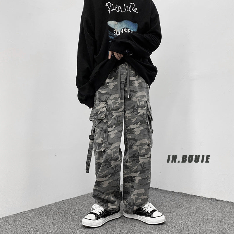 Men Sweatpants Vintage Camouflage Workwear Pants Men's Spring and Autumn