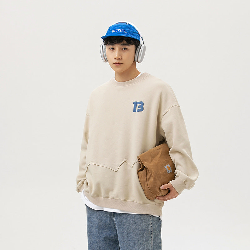 Unisex Hoodie College Style Loose round Neck Sweater for Boys