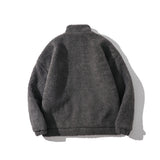 Men Cotton Mixed Jacket Coat Berber Fleece Coat Men's Autumn and Winter Stand Collar Zipped Cotton-Padded Jacket Loose