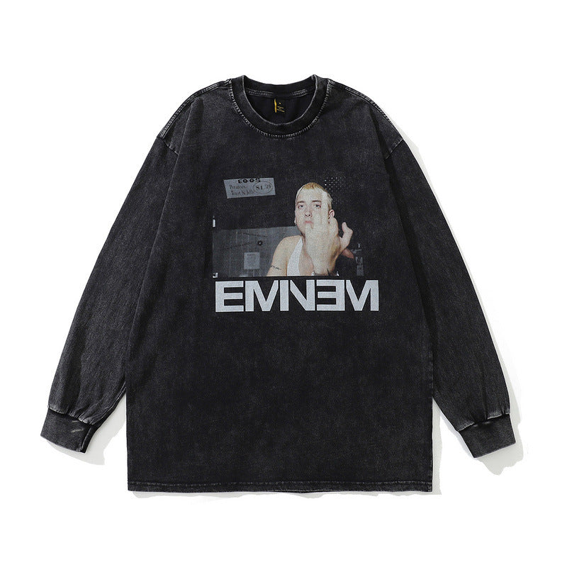 Men Long Sleeve Shirt Printed round Neck Long Sleeve Sweater for Men and Women Couple Autumn and Winter