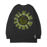 Men Long Sleeve Shirt Cartoon Pattern Printed Long Sleeve T-shirt Men and Women Couple Hip Hop