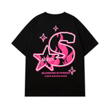 Men T Shirt Letter Print Short-Sleeve T-shirt Men and Women Loose Lovers Wild