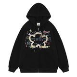 Men Hoodie Two-Way Zipper Woven Five-Pointed Star Cardigan Sweater