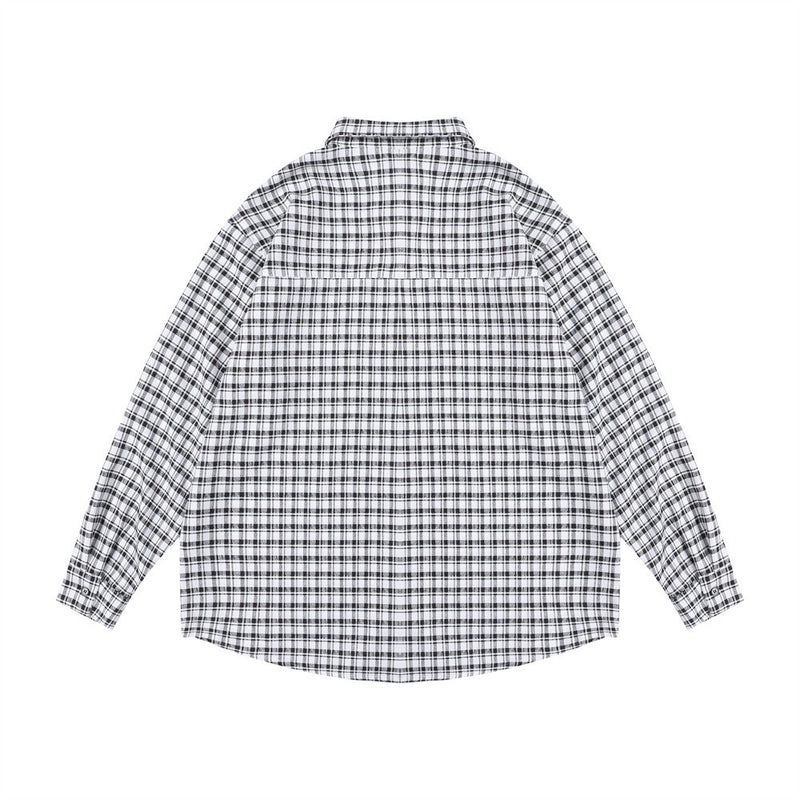 Men Long Sleeve T Shirt Plaid Letter Print Hollow out Long Sleeve Shirt Loose Casual Shirt