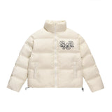 Men Cotton Padded Jacket Men's Cotton Jacket Simple Letters Embroidered Stand Collar