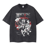 Youth men ONE PIECE oversize Faded Vintage T Shirts Anime