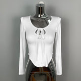 Women Long Sleeve Shirt Bottoming Shirt Curved Top Autumn Long Sleeve